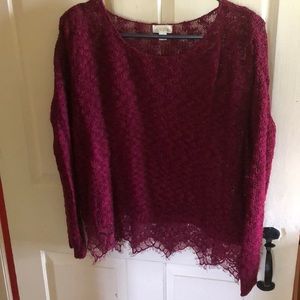 Maroon sweater with lace bottom